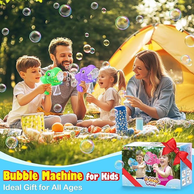 3-Pack Gifts for Girls Bubble Gun - Auto Light Up Bubble Machine with Refills for Kids Toys Girls Ages 6-8 Birthday Gift Party Favors Eassentials Easter Stocking Stuffers Valentine (Green+Pink+Purple)