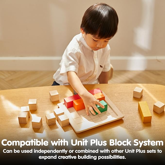PlanToys® Wooden Colored Building Blocks Montessori Math Kids Learning Toy - Image 7