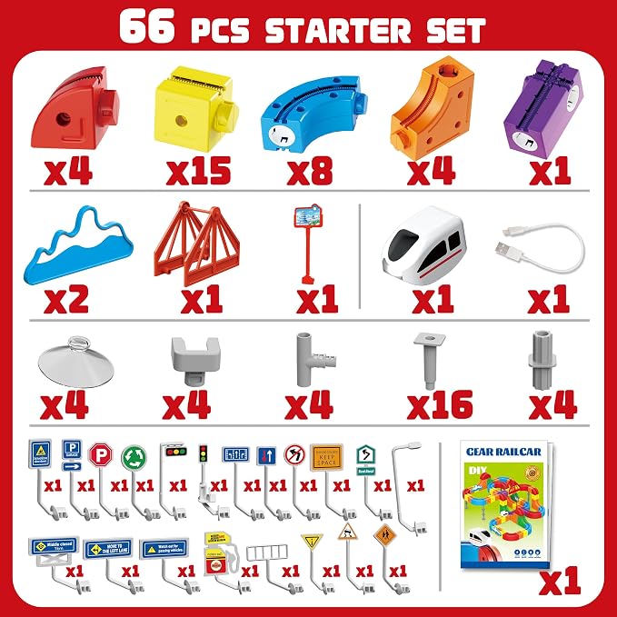 Electric Train Set for Kids Ages 3-8 - Modular 3D Flexible Race Track Building Toy with Gravity-Defying 360° Movement, STEM Learning Fun Gift (66 pcs Starter Set) - Image 2