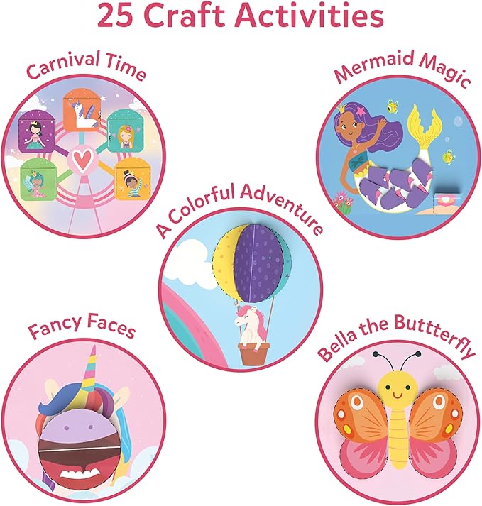 Skillmatics Scissor Skills Activity Book - Snip Snip Unicorns & Princesses, 25 Fun Cutting & Creative Activities for Preschoolers, 2 Child-Safe Scissors, Felt Craft Kit, Gifts for Ages 3, 4, 5, 6, 7