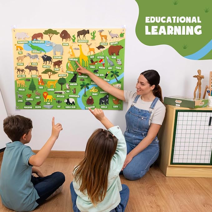 BONNYCO Felt Board for Toddlers with 116 Jungle Animals Figures. Montessori and Sensory Toys, Birthday Gifts for Kids 3-8 Years Old. Educational Games Learning Activities Christmas - Image 3
