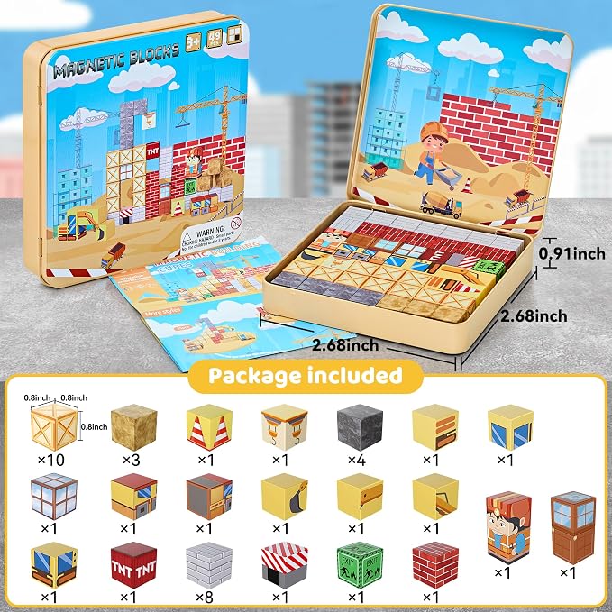 49PCS Magnetic Blocks with Iron Storage Box, Magnetic Cubes Tiles - Image 7