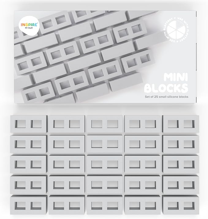 25 x Mini Blocks for Kids Construction | Silicone Tiny Bricks for Play by InspireMyPlay