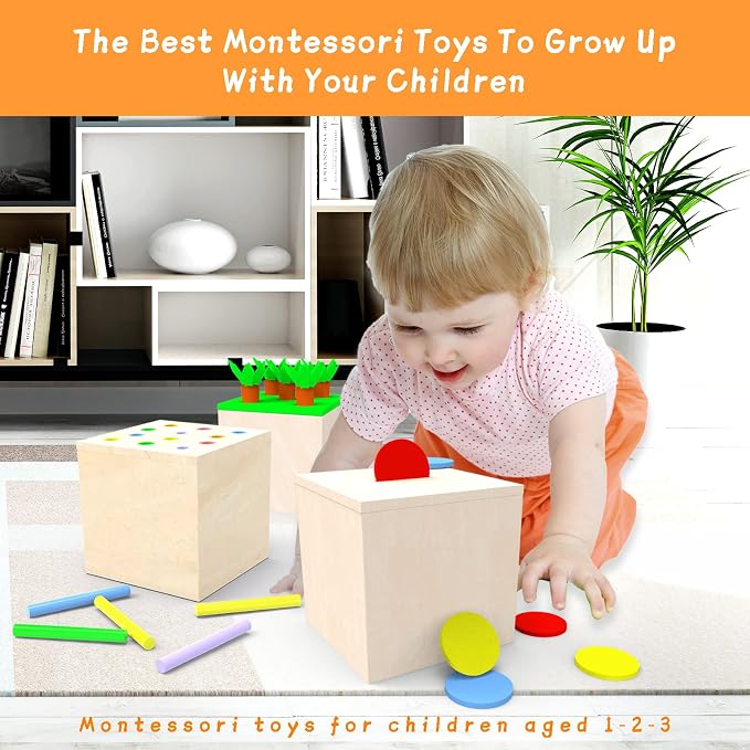 Adena Montessori 3 in 1 Wooden Play Kit for Babies 6-12 Months - Image 7