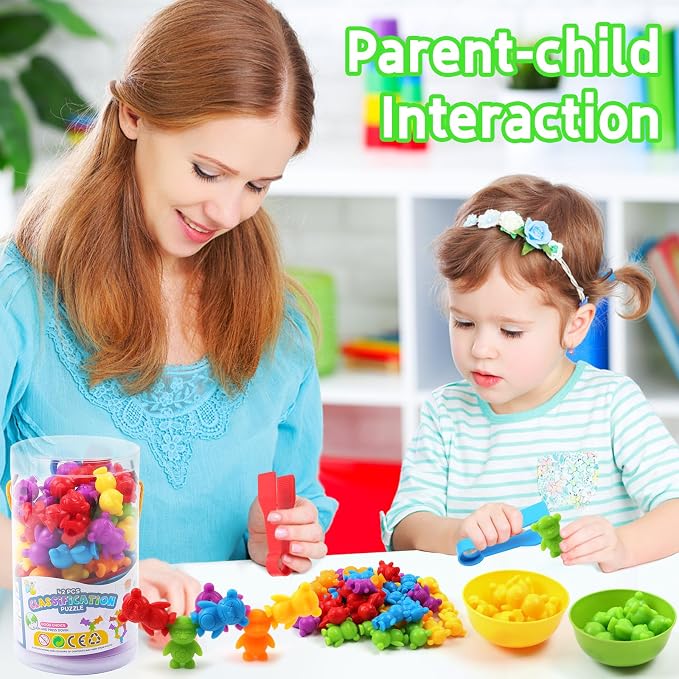 UNIQUE KIDS Counting Matching Game with Sorting Cups, Color Classification and Sensory Training Educational Learning Toys Set Gift for Toddlers Preschool Ages 3 Years and up - Image 6