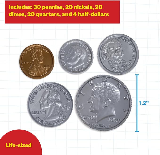 Learning Advantage Play Coin Set, Plastic, Realistic Coins for Pretend Play - Image 3