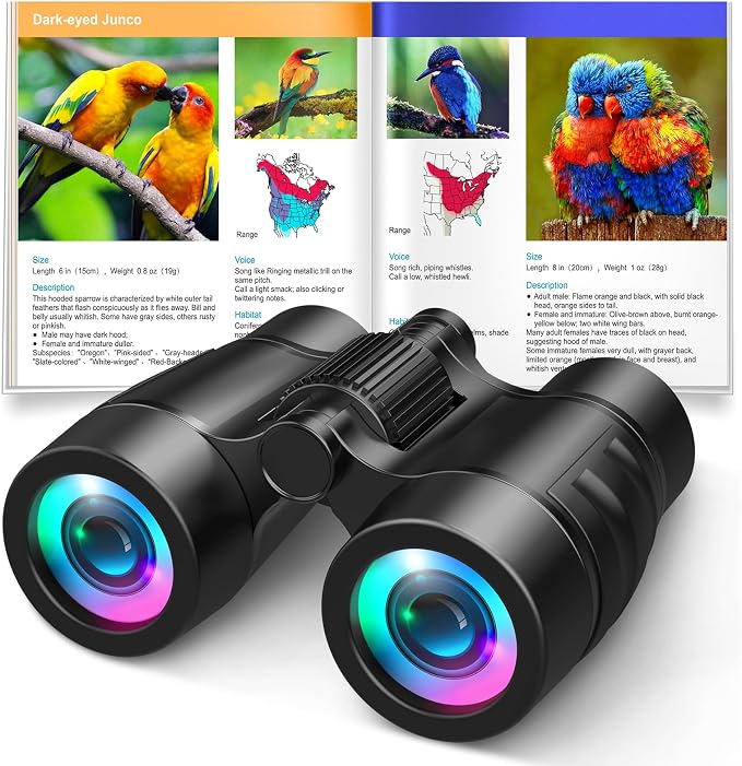 Boy Toys Ages 3-8: Kids Binoculars with Bird Watching Manual 4 5 6 7 8 Year Old Boys Girls Christmas Birthday Gifts Outdoor Travel Binoculars Toy for Kid Age 4-6 Toddler Camping|Hiking Toys by LETSGO