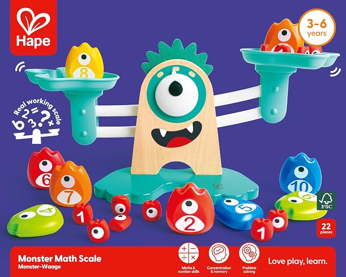 Hape Math Monster Scale Toy| 22 PCs Cute Counting Math Toy| STEM Educational Learning Counting Math Games for Preschool - Image 8