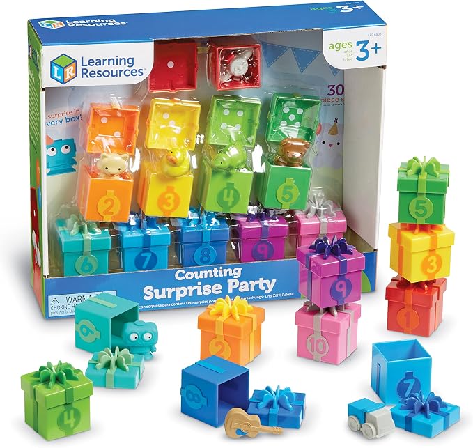 Learning Resources Counting Surprise Party - Toddler Montessori Toys, Stacking Preschool Activities, Matching Color Game, Homeschool, Fine Motor Skills, Gifts For Boys And Girls, Manipulatives by LearningResources