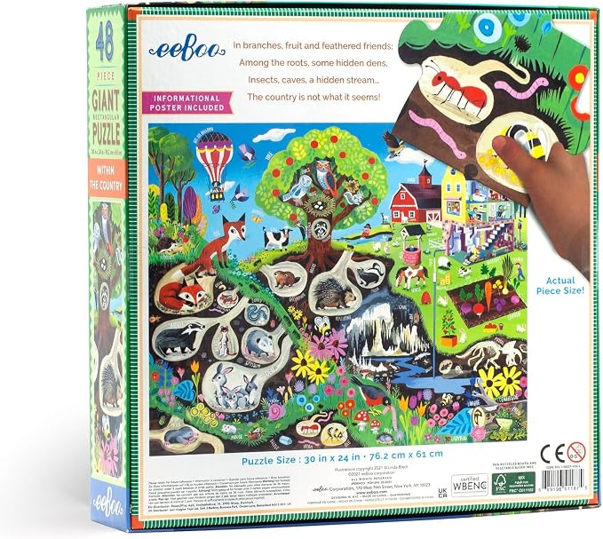 eeBoo 48 Piece Giant Floor Puzzle - Within The Country Children's Puzzle Countryside, Large Pieces for Small Hands to Develop Motor Skills - Image 3