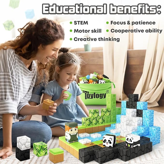 Magnetic Blocks-Build Mine Magnet World Panda Edition STEM Toys for Kids 3+ - Image 8