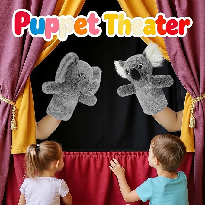 Puppet for Kids Adults Big Ears Plush Animal Educational Sensory Toy Soft Washable Stuffed Storytelling Tool Family Fun Elephant