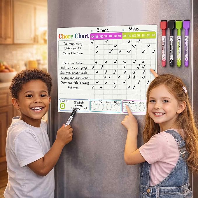 Magnetic Chore Chart for Kids Multiple Kids - Dry & Erase Board for Family - Image 6