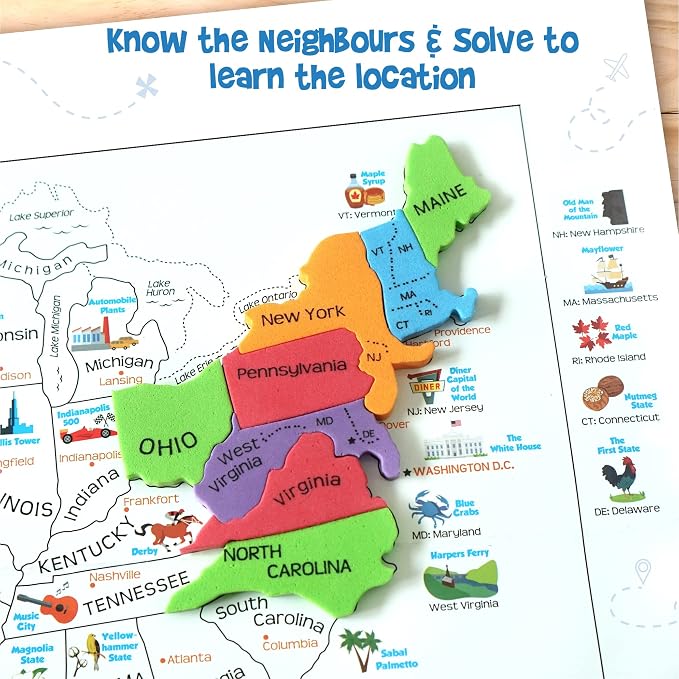 Imagimake Mapology - USA Map Puzzle, Learn 50 States, Shapes & Fun Facts - Image 3
