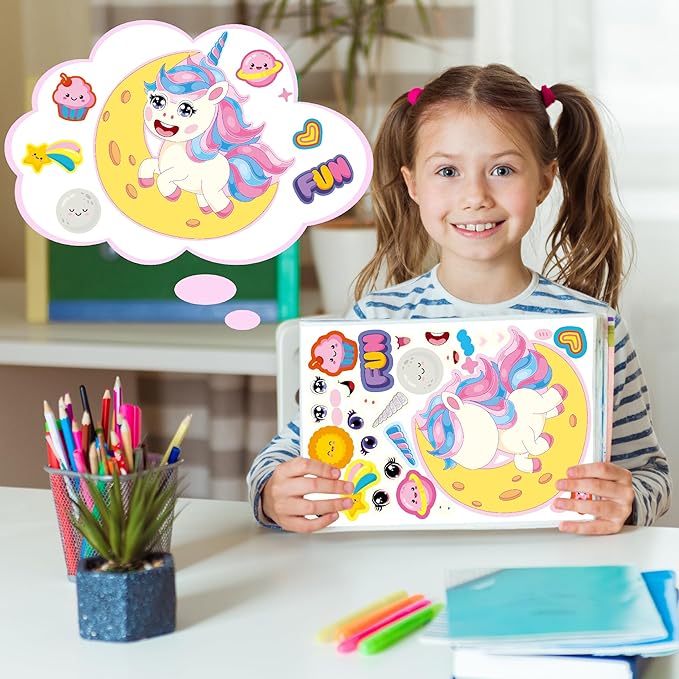 Unicorn Stickers 48 Sheets Make A Face Stickers for Kids Toddlers Unicorn Party Favors Birthday Decorations Crafts Gifts for Classroom Party Supplie Essentials Preschool Kindergarten