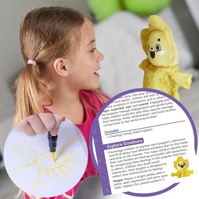 hand2mind Feelings Family Hand Puppets, Emotions Toys, Dramatic Play Therapy Toys for Counselors, Social Emotional Learning Activities, Calm Down Corner Supplies, Social Skills Activities for Kids - Image 8
