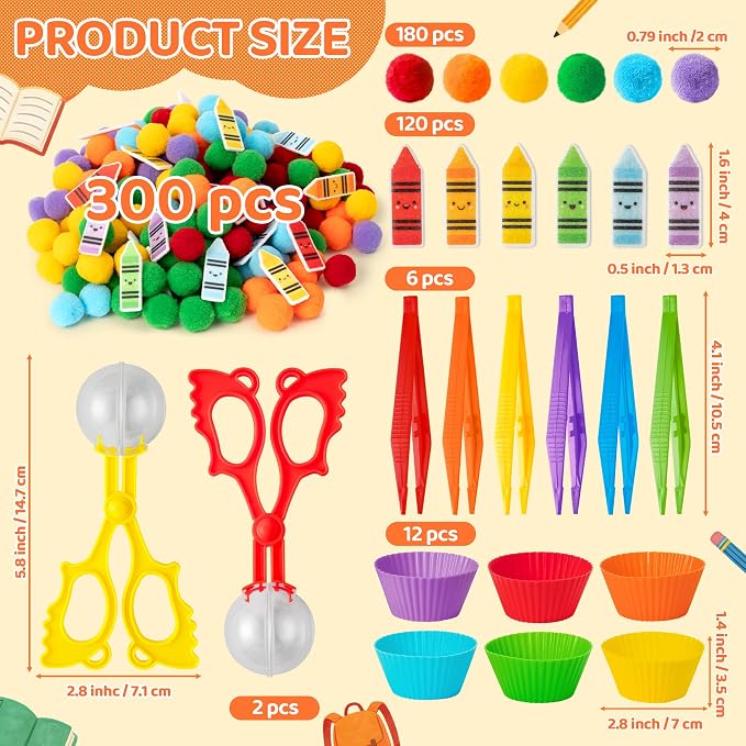 EZdhuawuse Crayon Sensory Bin Fillers, 321Pcs Back to School Fine Motor Set - Image 2