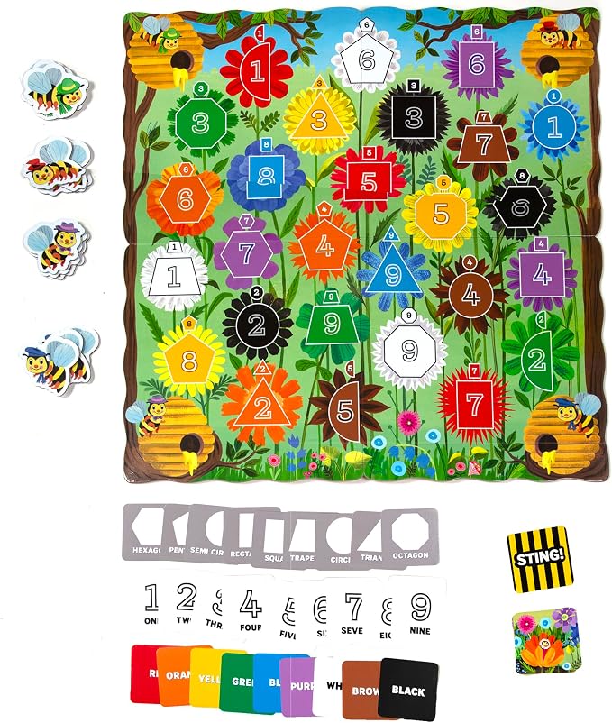 eeBoo: Bouncy Bees Board Game, Learn Colors Numbers and Shapes, Strategy Game for 2-4 Players, Screen-Free Fun, Kids Ages 3 and up - Image 2