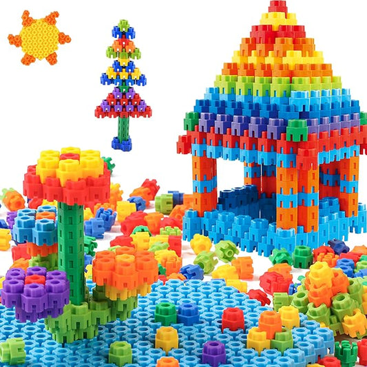 300 Pcs Kids Building Blocks with Storage Bag - Interlocking, Colorful Stem Toys for 3+ Year Old - Connects Building Toys for Kids Learning - Kindergarten Educational Toys for 3-5 Years by CAPTGOOSE