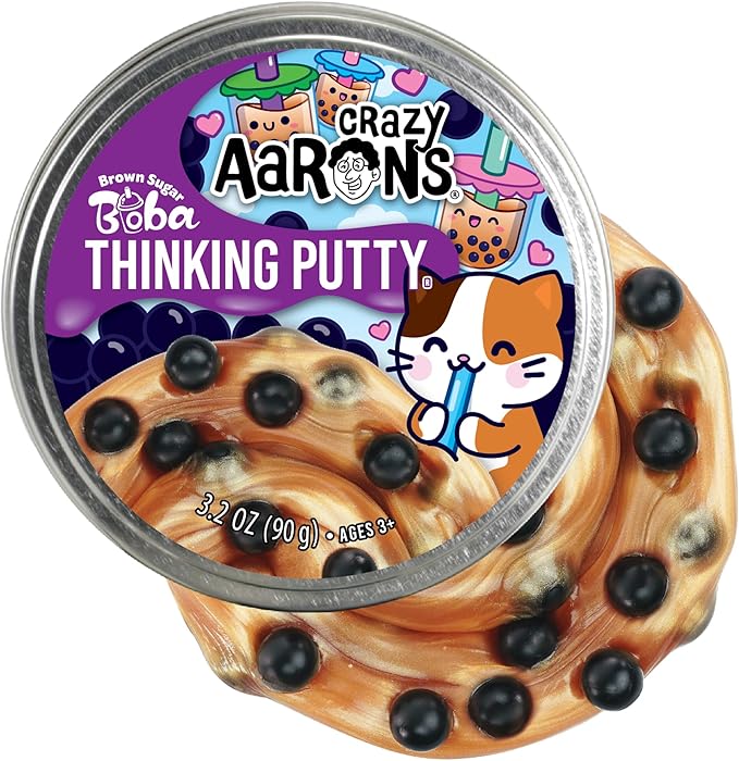 Crazy Aaron's Thinking Putty® - Brown Sugar Boba - Sensory Putty for Kids and Grown ups in a 4" Tin - Creative and Endless Fun, Stress Relief Therapy Toys, Never Dries Out - Made in USA