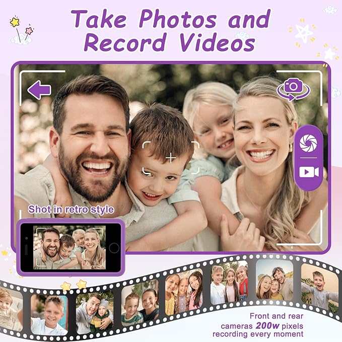 3.97" Touchscreen Kids Toys Smart Phone, Kids Phone with Games & Dual Camera, Toddler Toys Phone, Boys and Girls Learning Toy Phone for 3-9 Years Old (Purple)