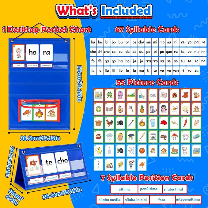 Spanish Learning Word Building Pocket Chart for Kids, Spanish Vocabulary Games Toddler Flash Cards Sight Words Flashcards Languages Spelling Reading Phonics Games for Kindergarten Preschool - Image 5