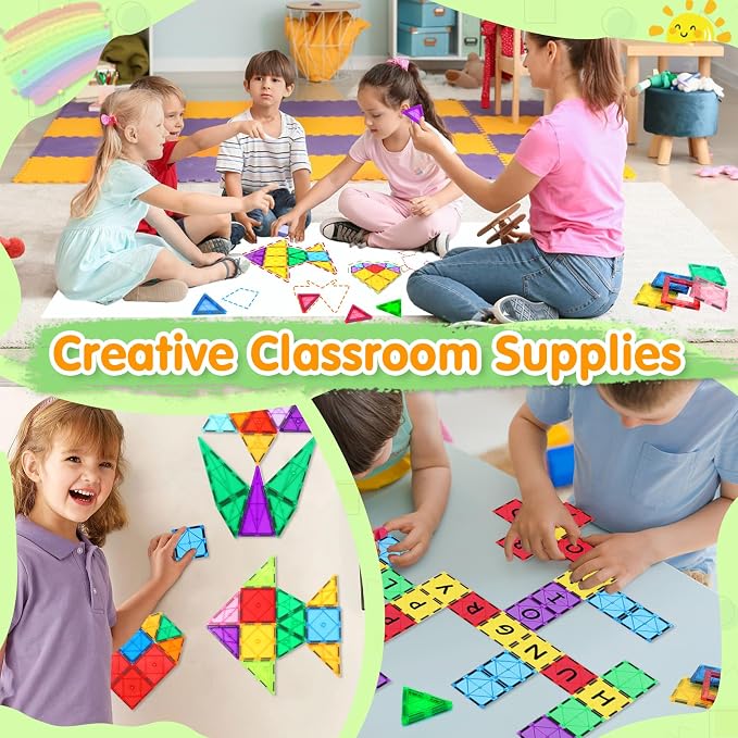 NVHH 100PCS Magnetic Tiles Blocks for Kids Ages 3-5 4-8 STEM Learning Toys - Image 4