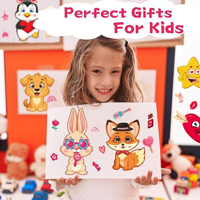 Valentines Stickers for Kids Toddlers 48 Sheets Valentines Day Gifts for Kids Classroom Party Favors Crafts Games Activities Birthday Party Dcorations Essentials Preschool Kindergarten