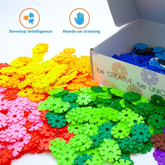 PicassoTiles 550 Piece Building Chips Interlocking Construction Toys Creative Disc Block Toy Kit 3D Stacking Puzzle STEM Learning Early Education for Preschool Montessori Kids Boys Girls Age 3 PTF55 - Image 5
