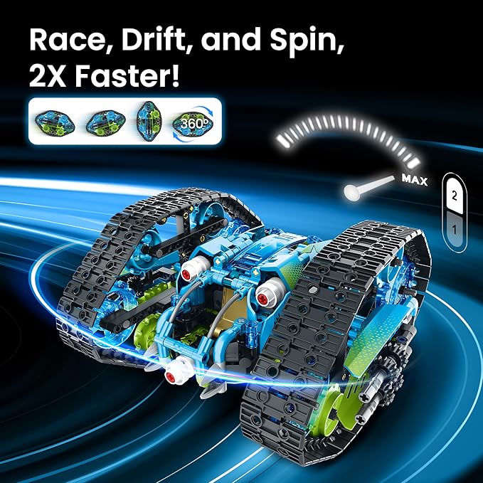 Sillbird Robot Car Building Kit with Remote Control STEM Gifts for Boys Ages 8-14, Technic Coding Stunt Racer Toys for Kids Birthday, Buildable 5in1 Models with 662 Pieces