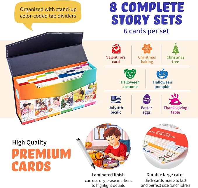 SPARK INNOVATIONS Holiday Tell A Story Cards, Sequencing Game, Speech Therapy Materials, Autism Game, ABA Therapy Materials, Social Skills Games, ESL, ELL - Image 3