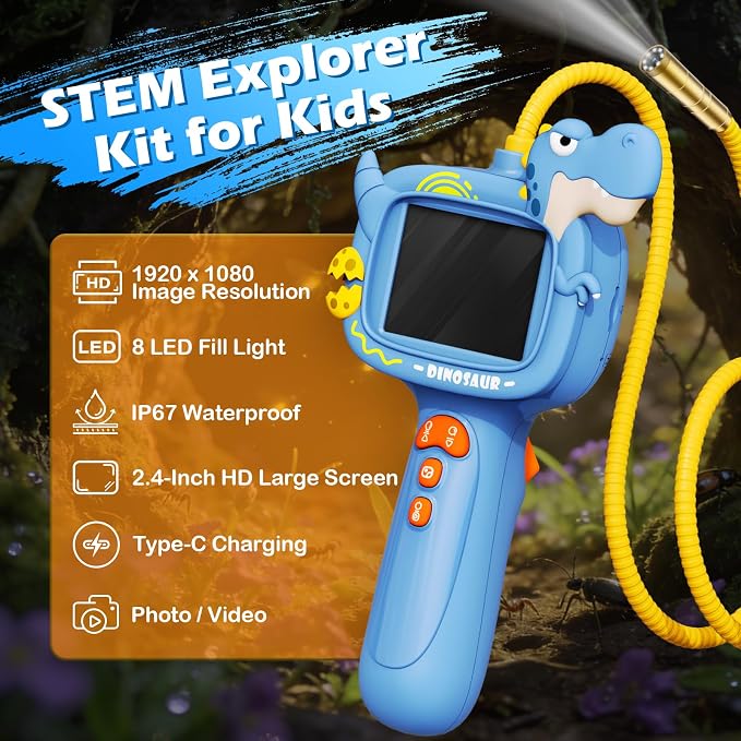 Kids Endoscope Borescope Toys, Snake Scope Camera with Light for Kids, Outdoor Exploration STEM Science Educational Toy Gifts for 4 5 6 7 8 9 10 Year Old Boys Girls - Image 3