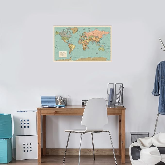 2 Pack - World Map Poster & USA Map Chart [Tan/Color] (LAMINATED, 18” x 29”) - Image 7