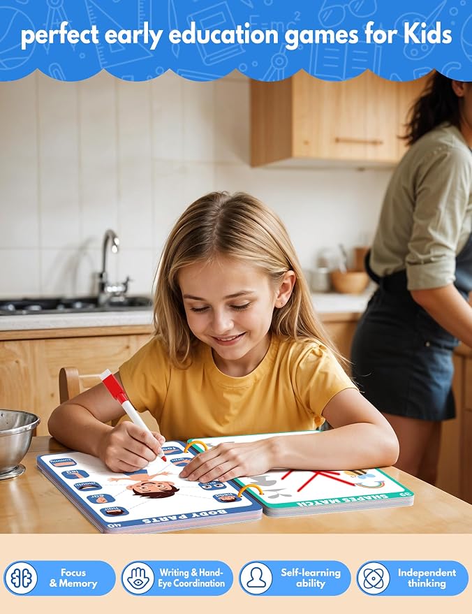 Preschool Learning Activities Educational Workbook, 62 Reusable Pages Pre Kindergarten Workbooks, Number Letter Tracing Books for Kids, Autism Learning Materials, ABC Busy Book for Kids Ages 3-7 - Image 7