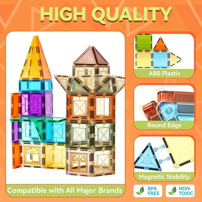 Magnetic Tiles Building Toys with 8 Magnetic Blocks for Kids Ages 3-5 4-8 - Image 4