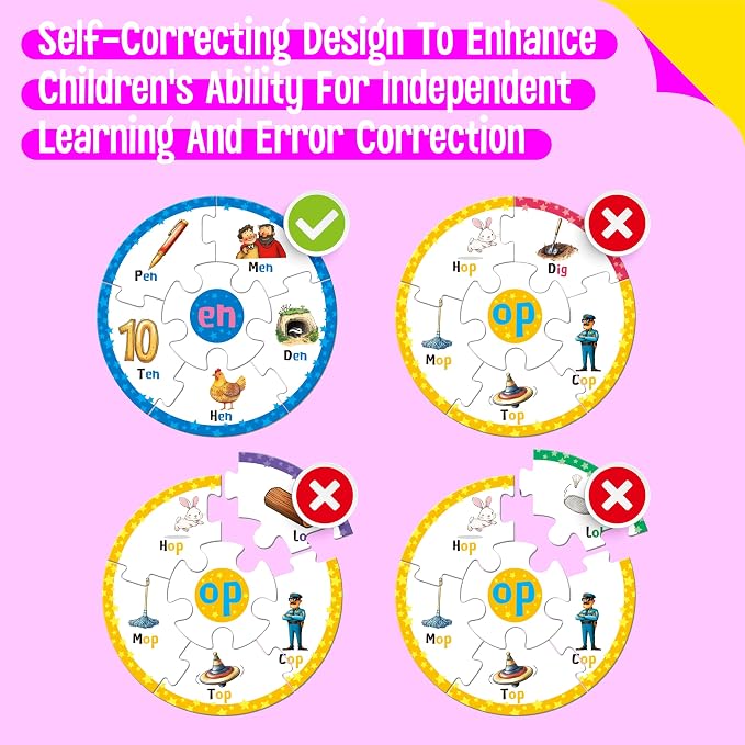 Phonics Puzzles, Short Vowel Sound Blends-30 Phonics & 150 Sight Words, Phonetic Rhyming Game Learn to Read Spell First Word Early Educational Tool for Toddlers, Preschool, Kindergarten, Homeschooling - Image 4