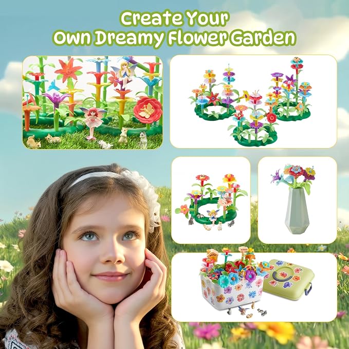 194 Pcs Flower Garden Building Toy Set, STEM Toy Gift for Kids - Image 6