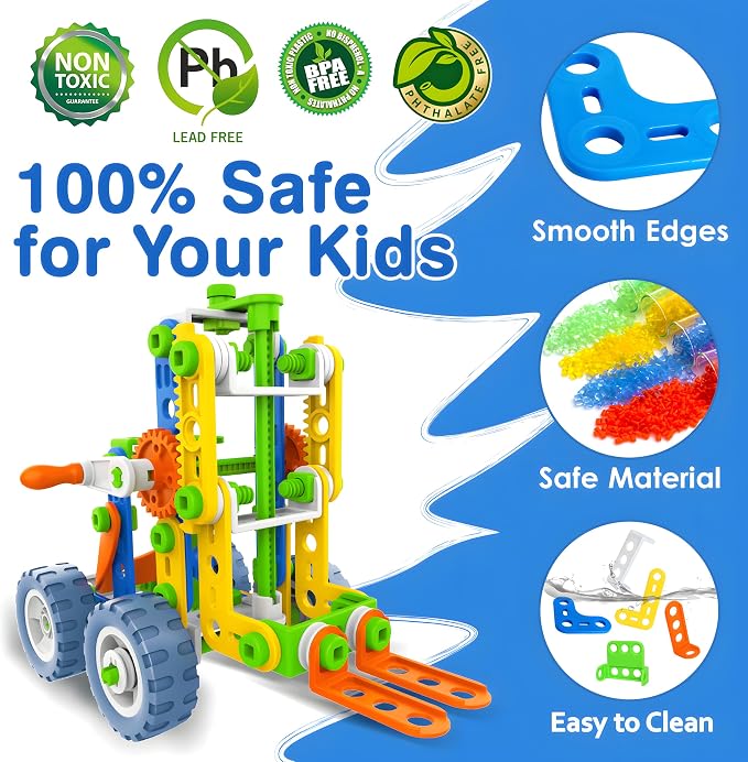 MOONTOY STEM Toys for 4 5 6 7 8+ Year Old Boy Birthday Gift, Building Toys for Kid Age 4-8 5-7 6-8 8-12, Preschool Educational Stem Kit for Boy Girl Christmas Idea Gift, 152PCS, 12 in 1 Building Toys - Image 6
