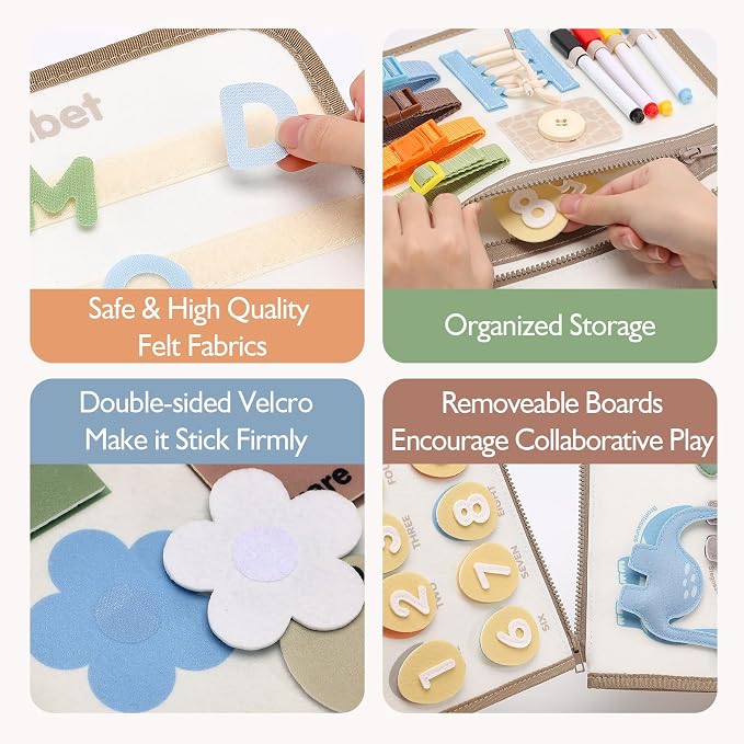 hahaland Montessori Busy Board for Toddlers Boy Travel Toys, Dinosaur - Image 6