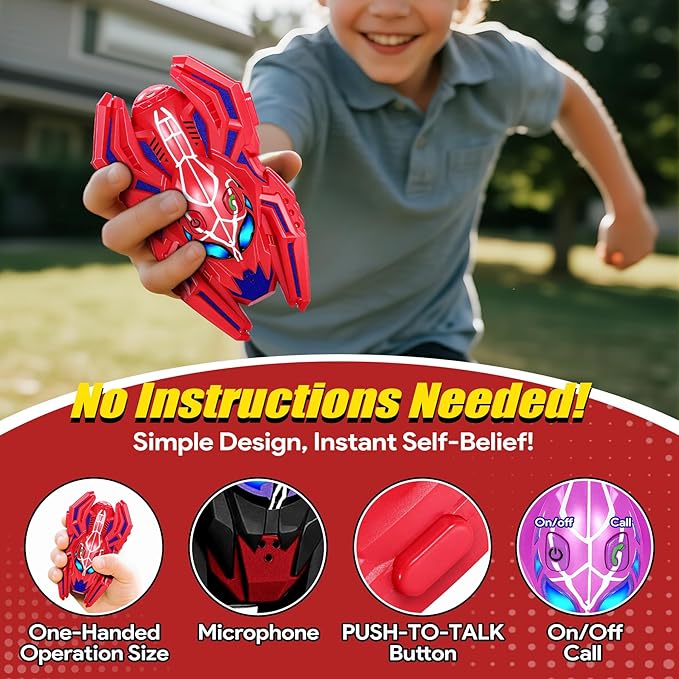 Vvinca Spider Walkie Talkies for Kids Toys Ages 3 4 5 6 7 8 9 10 Boys Girls 3 Pack Superhero Toys Lanyard Long Range Clear Sound Outdoor Game Camping Gear Spy Gadgets & Easter Christmas Birthday Gifts