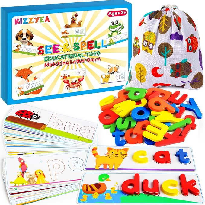 Learning Toys for Boys Girls Age 3 4 5 6, See & Spell CVC Word Spelling Toy by KIZZYEA