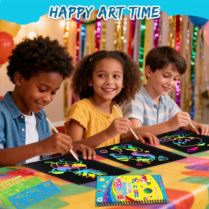 ZMLM Scratch Paper Art-Crafts Gift: 2 Pack Rainbow Notebooks Supplies Toys - Image 5