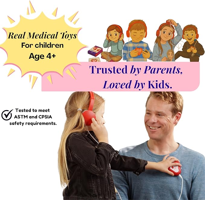 Heartbeats Electronic Stethoscope Toy with LED Display & 10X Sound Amplification, Real Working Stethoscope - STEM Medical Learning Toy Boys & Girls Age 4+, Kids Nurse Doctor Kit - Educational Toy Gift - Image 7