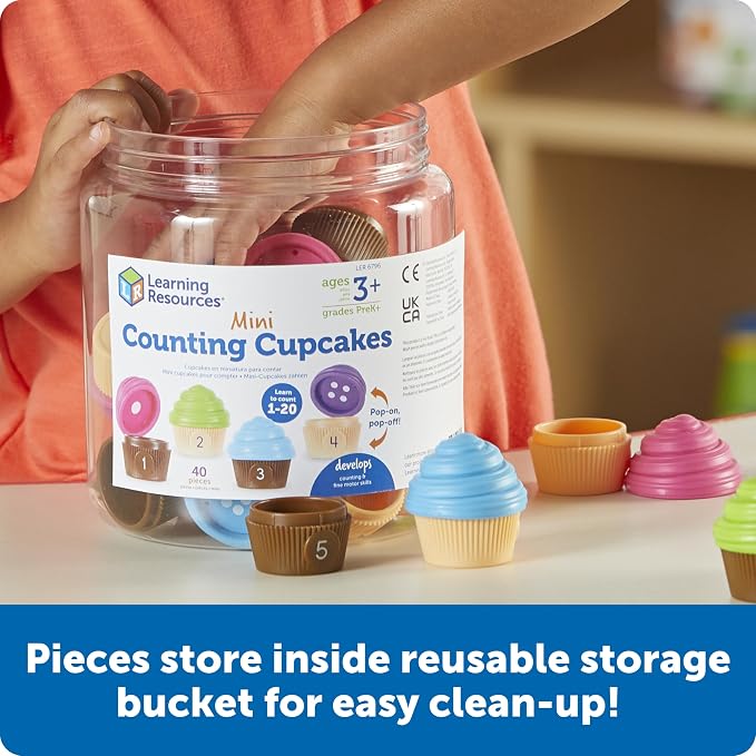 Learning Resources Mini Counting Cupcakes - Birthday Cake, Sensory Toys, Montessori Preschool Activities, Kitchen Play Food Sets for Kids, Fine Motor Games - Image 5