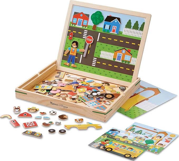 Melissa & Doug Wooden Magnetic Matching Picture Game with 119 Magnets and Scene Cards Magnetic Book Scenes for Kids Ages 3+ by Unknown
