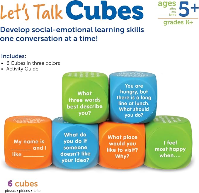 Learning Resources Let's Talk Cubes - Social Emotional Activities, Speech Therapy Materials, Ice Breaker, Occupational Sensory Gifts For Boys And Girls, Classroom Must Haves, Teacher Supplies - Image 6