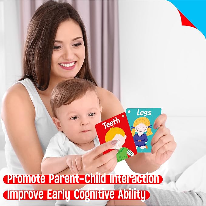 50 PCS Kid First Cognitive Flashcards,Double Sided Printed 7 in 1 Colorful Cards Alphabet,Numbers, Foods,Animals,Shapes,Colors with 3 Reclosable Rings,Learning Tool for Pre-K Kindergarten Toddlers - Image 7