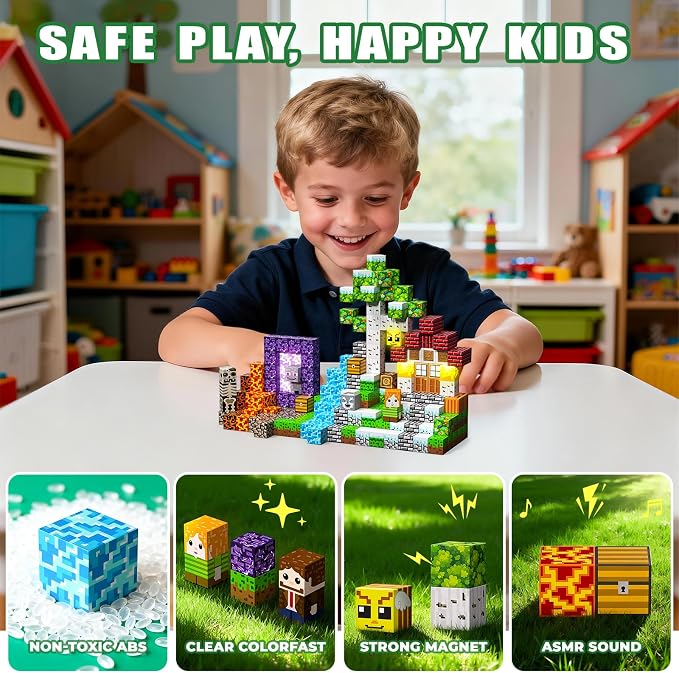 208PCS Magnetic Blocks, Building Cubes, Boys Kids Gifts Toys - Image 6