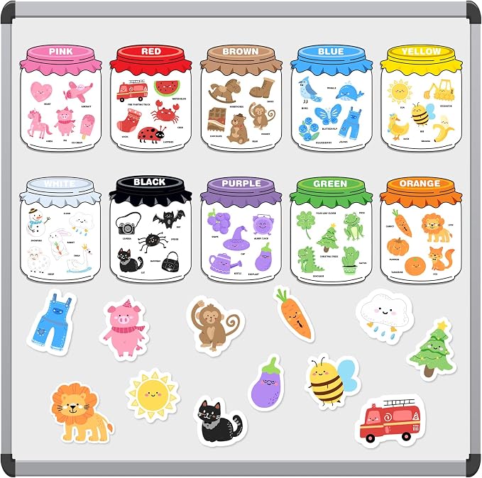 Magnetic Color Sorting Set for Fridge Toddlers 2 3 4 5 Montessori Color Learning for Whiteboard Basic Vocabulary Learning Kitchen Toys Kids pre-k Homeschool Classroom Must Haves by Creatoy