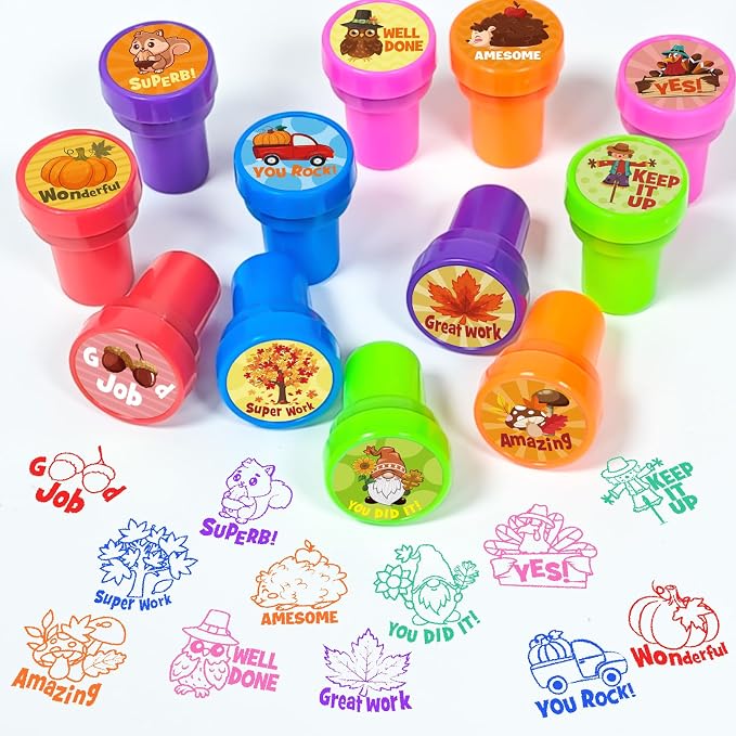 Cinrobiye 24 Pcs Seasonal Stampers Party Favor Set, Cute Four Seasons Stamps for Kids Birthday Party, Classroom Rewards, Educational Learning Toys, Goody Bag Fillers, Seasonal Party Supplies - Image 4